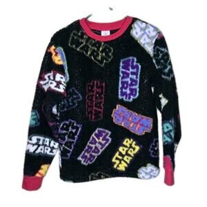 Star Wars Disney Parks Rare Fluffy Sherpa Plush Sweatshirt Allover Print Medium